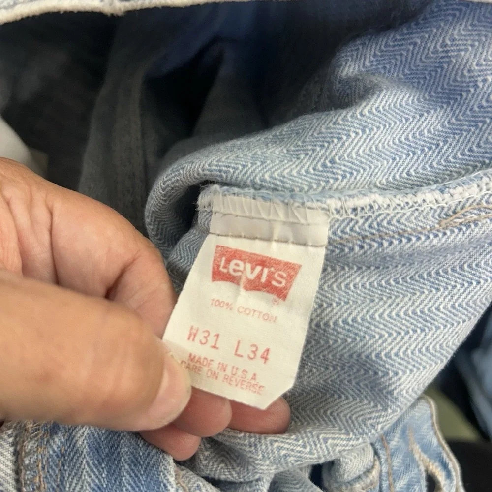 Vintage 90s Levi's 550 Jeans W31 USA Herringbone Acid Wash Striped Denim